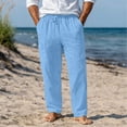 thumbnail image 1 of SOOMLON Linen Pants Men Big and Tall Pants Elastic Waist Drawstring Straight Leg Pants Cusual Trousers with Pockets, 1 of 9