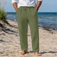 thumbnail image 1 of SOOMLON Linen Pants Men Big and Tall Pants Elastic Waist Drawstring Straight Leg Pants Cusual Trousers with Pockets, 1 of 9