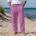 thumbnail image 1 of SOOMLON Linen Pants Men Big and Tall Pants Elastic Waist Drawstring Straight Leg Pants Cusual Trousers with Pockets, 1 of 9