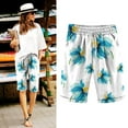 thumbnail image 1 of SOOMLON Linen Shorts for Women Plus Size Bermuda Shorts Stretchy Trendy Drawstring Hiking Shorts with Pockets Y2k Shorts Loose Shorts Elastic Waist Summer Pocket Print Pants White XXL, 1 of 4