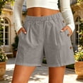 thumbnail image 1 of SOOMLON Linen Shorts Women Plus Size Elastic Waist Shorts Button Breathable Shorts with Pockets Casual Summer Bottoms, 1 of 7