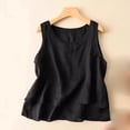 thumbnail image 1 of SOOMLON Linen Tops for Women Plus Size Scoop Neck Sleeveless Tank Blouses Basic Solid T Shirts Outfits Clothes, 1 of 3