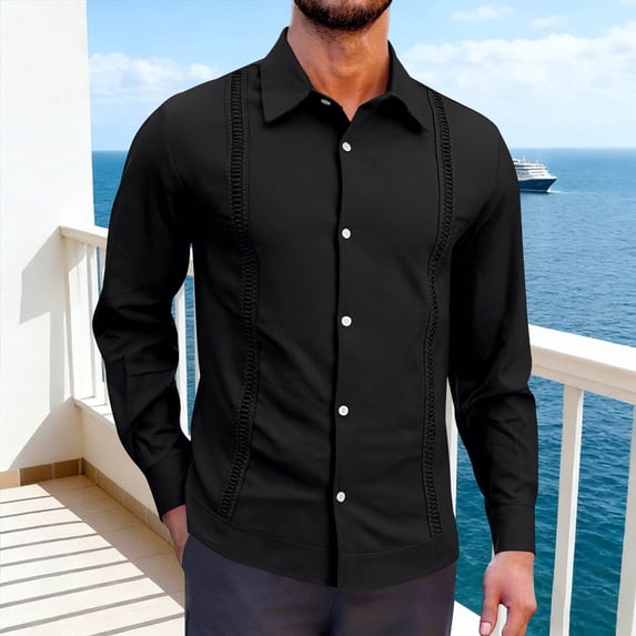 SOOMLON Long Sleeve Button up Shirts for Men Big and Tall Lapel Dress Shirt Casual Linen Tops Fall Fashion Clothes