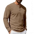 thumbnail image 1 of SOOMLON Long Sleeve Henley Shirts for Men Big and Tall Button Dress Shirt Textured Solid Tshirt Warm Casual Work Wear, 1 of 5