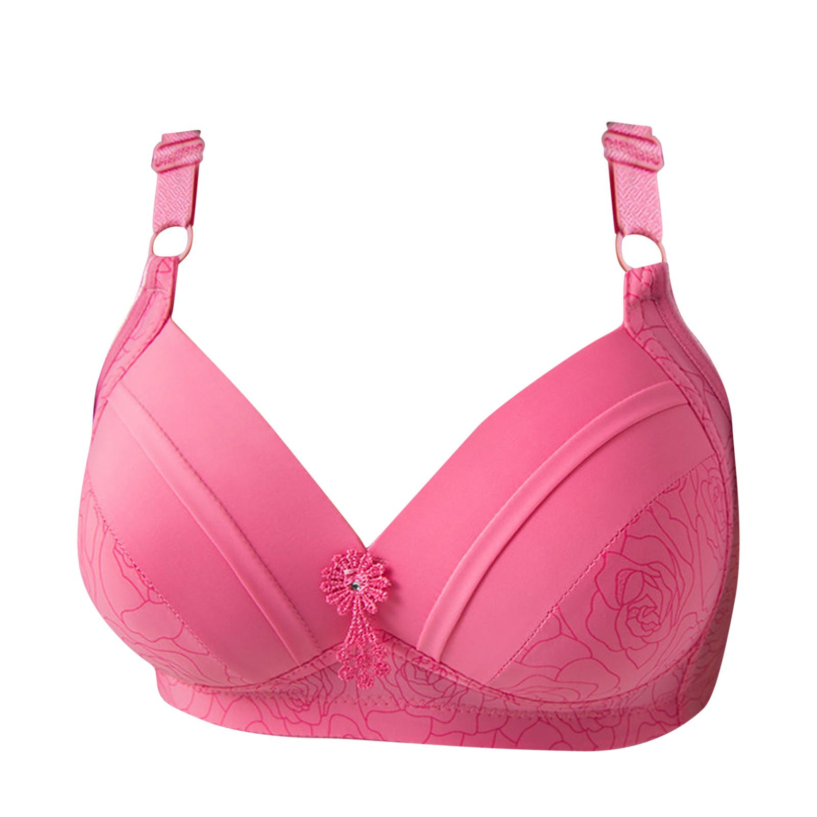 SOOMLON Lounge Bras for Women Comfortable Lace Breathable Bra No Underwire  Bra Plus Size Bralette Fitness Bra Hot Pink L 