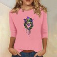 thumbnail image 1 of SOOMLON Mardi Gras Shirts Women Carnival Tops Tuesday Party 3/4 Sleeve Shirts Fancy Mask Print Outfits Trendy Crew Neck Tshirts New Orleans Holiday Blouses 2025 Pink XL, 1 of 5