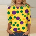 thumbnail image 1 of SOOMLON Mardi Gras Shirts for Women Tuesday Tshirts Carnival Themed Party 3/4 Sleeve Tops Funny Polka Dots Graphic Shirts Oversized Crewneck Outfits New Orleans Festival Tees 2025 Purple M, 1 of 5