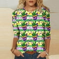 thumbnail image 1 of SOOMLON Mardi Gras Tops for Women Tuesday Tshirts Carnival Themed Party 3/4 Sleeve Tops Fancy Mask Graphic Shirts Tunic Crewneck Outfits New Orleans Holiday Blouses 2025 Multicolor XL, 1 of 5