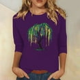 thumbnail image 1 of SOOMLON Mardi Gras Tops for Women Tuesday Tshirts Carnival Themed Party 3/4 Sleeve Tops Funny Mask Graphic Shirts Tunic Crewneck Outfits New Orleans Holiday Blouses 2025 Purple 3XL, 1 of 5