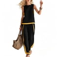 thumbnail image 1 of SOOMLON Matching Sets Women Outfits Plus Size Crew Neck Button Down Tees Loose Pants with Pockets 2 Piece Summer Sets, 1 of 9
