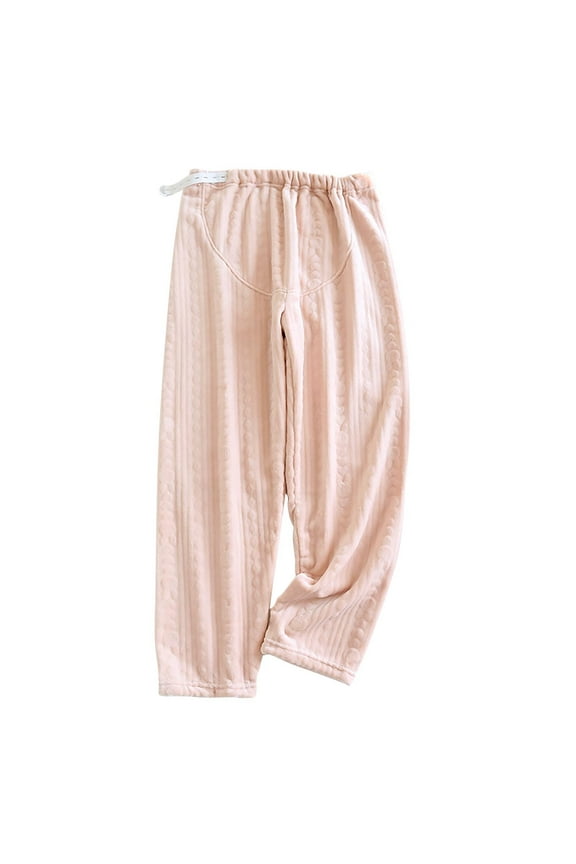 Maternity Pajama Pants Comfy Flannel Solid Pajama Bottoms Women Tall Warm Winter Plush Lounge Sleepwear Night Pants Stretchy Soft Straight Leg Pants Loungewear Pink XL