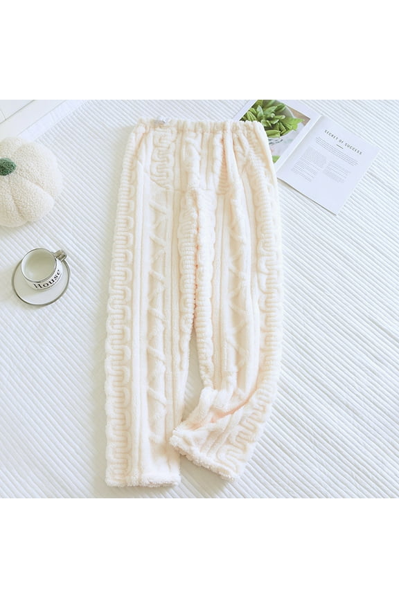 Maternity Pajama Pants Cozy Flannel Solid Pajama Bottoms Women Tall Warm Winter Plush Lounge Sleepwear Pjs Pants Stretchy Cozy Straight Leg Pants Nightwear Beige L