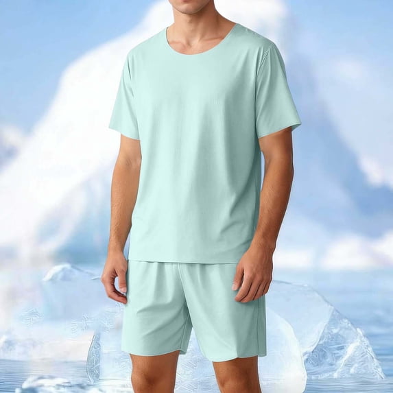 SOOMLON Men PJS 2 Piece Set Short Big and Tall Comfortable Pajama Sets Elastic Waist Shorts Casual Breathable Loungewear