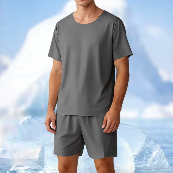 SOOMLON Men PJS 2 Piece Set Short Big and Tall Comfortable Pajama Sets Elastic Waist Shorts Casual Breathable Loungewear