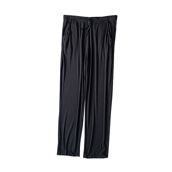 SOOMLON Men Pajama Pants Comfy Solid Pajama Bottoms Adult Baggy Thin Winter Lounge Sleepwear Night Pants Drawstring Stretchy Soft Straight Leg Pants Loungewear Black L