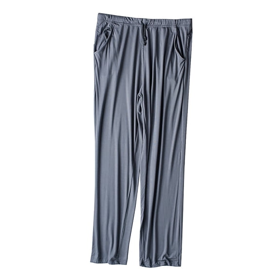 SOOMLON Men Pajama Pants Cozy Solid Pajama Bottoms Adult Loose Thin Winter Lounge Sleepwear Pjs Pants Drawstring Stretchy Cozy Straight Leg Pants Nightwear Gray L