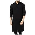thumbnail image 1 of SOOMLON Men's Arab Clothes Praying Clothes for Men Fashion Arabian Style Shirt Tops Long Sleeve Button Stand Collar Pullover Solid Robe Blouse Ramadan Black S, 1 of 6