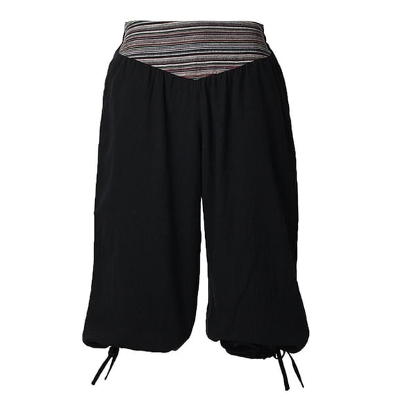 SOOMLON Men's Boho Print Summer Shorts Casual Shorts Patchwork Bloomers Lace Shorts Black L