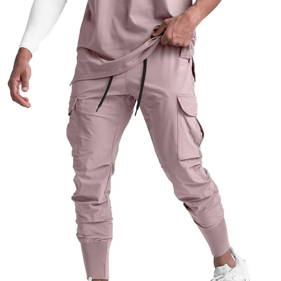 SOOMLON Men's Business Casual Pants Going out Pants Sports Pants Fitness Leggings Sweatpants Pink S