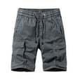 thumbnail image 1 of SOOMLON Men's Cargo Shorts Casual Lightweight Drawstring Bohemian Shorts Pocket Summer Sport Shorts Dark Gray XL, 1 of 2