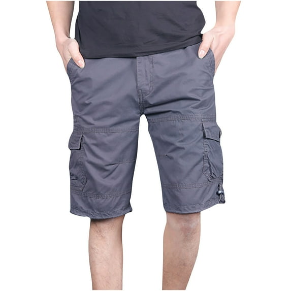 SOOMLON Men's Cargo Shorts Short Outdoor Work Casual Shorts Pocket Bohemian Shorts Zipper Workwear Shorts Slim Fit Straight Leg Pants Outdoor Sports Shorts Gray L