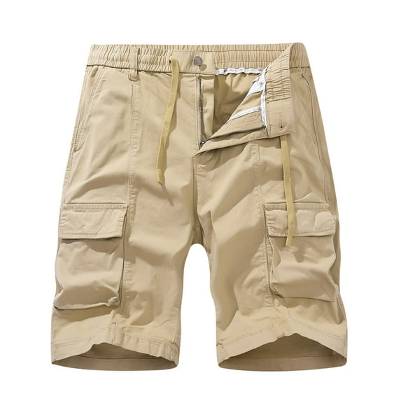 SOOMLON Men's Cargo Shorts Straight Leg for Work Ourdoor Pocket Y2k Shorts Beach Work Trouser Cargo Shorts Khaki L