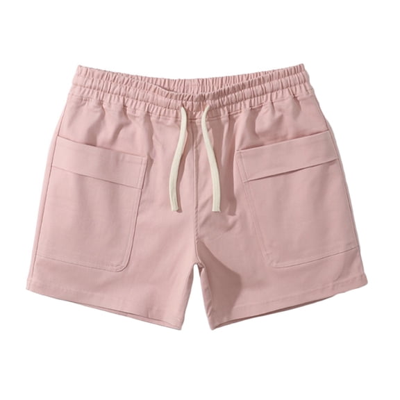 SOOMLON Men's Casual Classic Fit Shorts Pocket Comfy Shorts Sports Elastic Mid Waist Lace up Shorts Pink XXXL