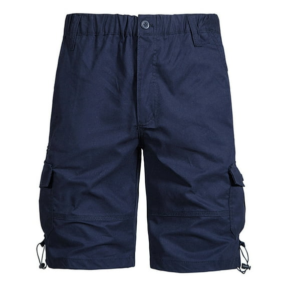 SOOMLON Men's Classic Fit Cargo Shorts Pocket Bohemian Shorts Camouflage Work Shorts Mid Waist Sports Shorts Navy XL