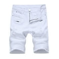 thumbnail image 1 of SOOMLON Men's Comfort Jean Shorts Ripped Beach Shorts Ripped Denim Trunks Stretchy Jeans Trunks Classic Fit Biker Jeans Trunks White XXL, 1 of 5