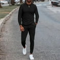thumbnail image 1 of SOOMLON Men's Gym Running Fitness Workout Clothes Outfit 2 PCS Shirts Pants Shirt Top Set Y2k Pants Sports Suit Slim Fit Fitness Running Two Piece Set Black S, 1 of 5