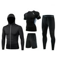 thumbnail image 1 of SOOMLON Men's Gym Running Fitness Workout Clothes Outfit Shirts Pants Shirt Top Set Formal Pants Quick Drying Fitness 4 Piece Jacket + Short Sleeve + Shorts + Trousers Black M, 1 of 3