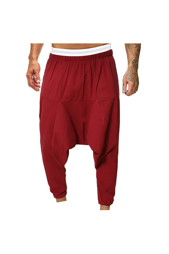 Men's Lightweight Loose Fit Sweatpants Festival Pants Loose Pants Pants Red L