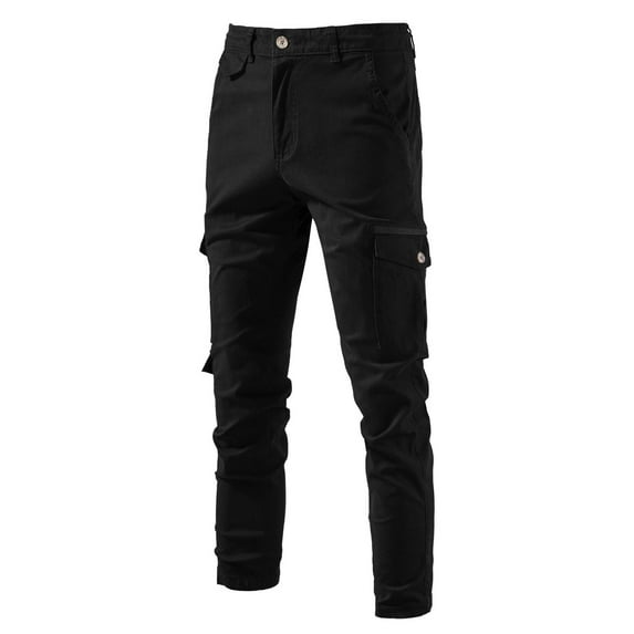 SOOMLON Men's Lightweight Loose Fit Sweatpants Pocket Formal Pants Zipper Sweatpants Black XXL