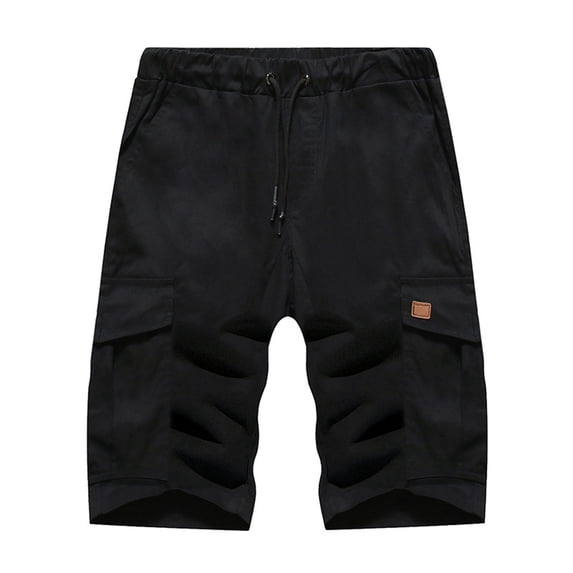 SOOMLON Men's Loose Fit Shorts Pocket Y2k Shorts Zipper Workwear Shorts Multiple Straight Leg Pants Outdoor Sports Shorts Black XXL