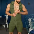 thumbnail image 1 of SOOMLON Men's Onesie Nightwear Drawstring Casual Pants Hooded Sexy Elastic Hooded Sports Sexy Jumpsuit Green XL, 1 of 8