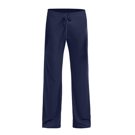 SOOMLON Men's Pajama Pants Sleep Lounge Pant Formal Pants Home Pants Yoga Pants Ice Silk Home Pants Straight Pants Navy L