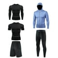 thumbnail image 1 of SOOMLON Men's Pants Shirt Top Athletic Sets Gym Clothing Mens Workout Valentine's Day gift Festival Pants Quick Drying Fitness 5 Piece Jacket + Long Sleeve + Short Sleeve + Shorts + Trousers Blue XL, 1 of 2