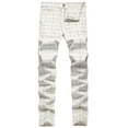 thumbnail image 1 of SOOMLON Men's Pants Slim Stripe Boho Pants Striped Plaid Trousers Slim Suit Pants Beige S, 1 of 6