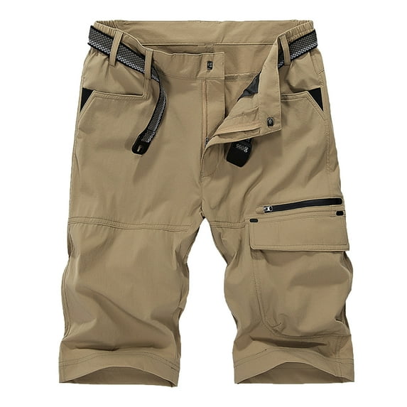SOOMLON Men's Regular Fit Casual Summer Dress Shorts Pocket Summer Shorts Mid Waist Slim Shorts Khaki L