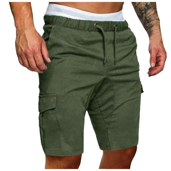 SOOMLON Men's Shorts Bohemian Shorts Plus Size Cargo Shorts Pockets Summer Beach Shorts Army Green XL