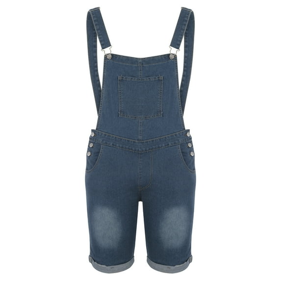 SOOMLON Men's Slim Fit Denim Shortalls Pocket Beach Shorts Denim Shorts Straight Overalls Blue XXL