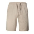 thumbnail image 1 of SOOMLON Men's Soft Relaxed Fit Length Cargo Shorts Drawstring Casual Shorts Pocket Cotton Linen Elastic Waist Straight Shorts Sport Pants Khaki M, 1 of 8