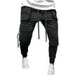 thumbnail image 1 of SOOMLON Men's Summer Beach Pants Pocket Y2k Pants Cargo Lace up Sweatpants Black XXL, 1 of 9