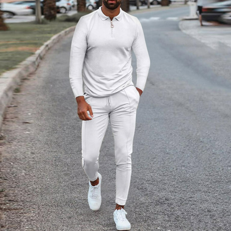 SOOMLON Men's Tracksuit 2 Piece Sweatsuit Set Long Sleeve Pullover Athletic  Suit For Sports Casual Fitness Jogging Beach Pants Sports Suit Slim Fit
