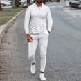 thumbnail image 1 of SOOMLON Men's Tracksuit 2 Piece Sweatsuit Set Long Sleeve Pullover Athletic Suit For Sports Casual Fitness Jogging Beach Pants Sports Suit Slim Fit Fitness Running Two Piece Set White S, 1 of 5