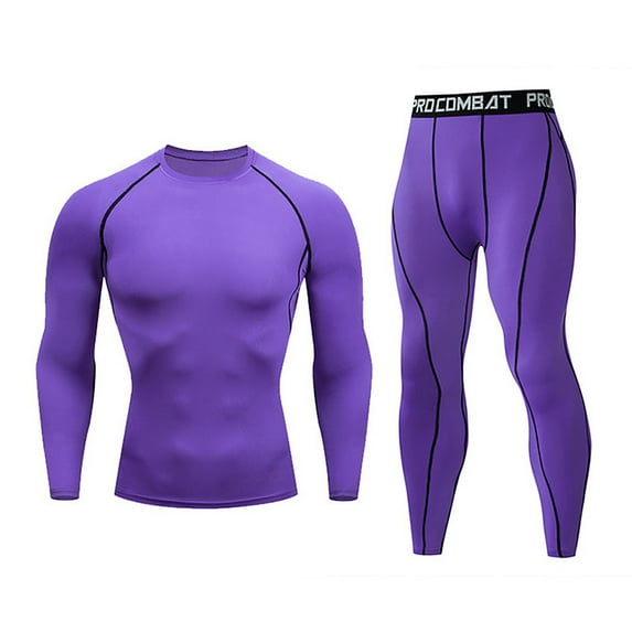 SOOMLON Men's Tracksuit 2 Piece Sweatsuit Set Pullover Athletic Suit For Sports Casual Fitness Jogging Festival Pants Quick Drying Fitness Two Piece Long Sleeve Trousers Purple XXXL