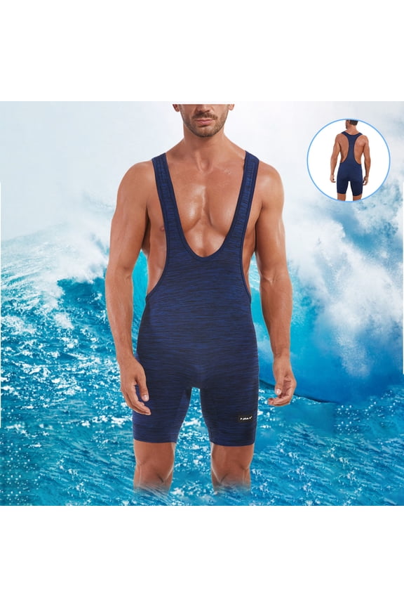 Men's Wrestling Leotard Men's Wrestling Singlet Bodysuit Going out Pants Body Shaping Underwear High Waist Wrestling Clothes Sports Training Clothes Dark Blue L
