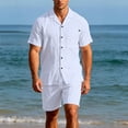 thumbnail image 1 of SOOMLON Mens 2 Piece Short Sets Big and Tall Linen Collared Button Down Shirts Drawstring Shorts Summer Beach Outfits, 1 of 9