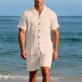 thumbnail image 1 of SOOMLON Mens 2 Piece Short Sets Big and Tall Linen Collared Button Down Shirts Drawstring Shorts Summer Beach Outfits, 1 of 9