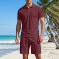 thumbnail image 1 of SOOMLON Mens Beach Outfits Sets Big and Tall Short Sleeve Collared Shirts Drawstring Shorts Lightweight Two Piece Sets, 1 of 8